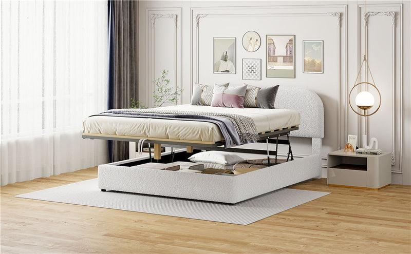 Upholstered Platform Bed With Hydraulic Storage System - R&R Furniture Gallery (Fountain Valley, CA)