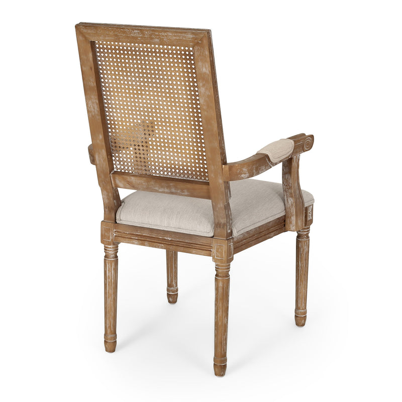 Elegant French Country Style Dining Chair With Cane Backrest - R&R Furniture Gallery (Fountain Valley, CA)