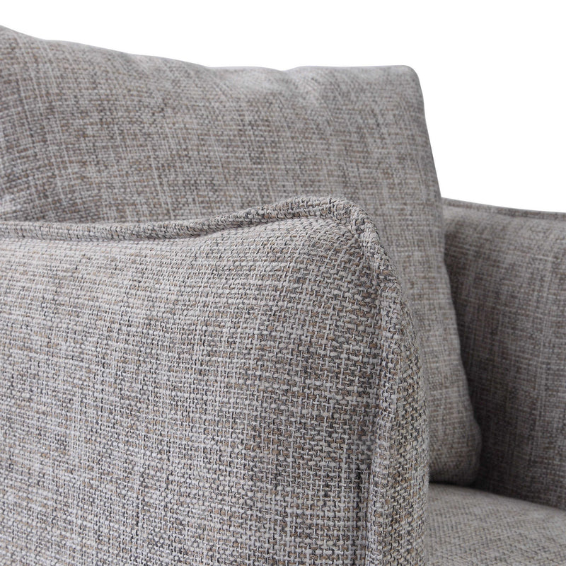 Uttermost Corben swivel chair with curved fabric seat and metal base, modern design for living room or office space.