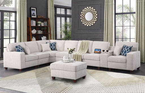 Ted - Sectional Sofa With Ottoman - Beige - R&R Furniture Gallery (Fountain Valley, CA)