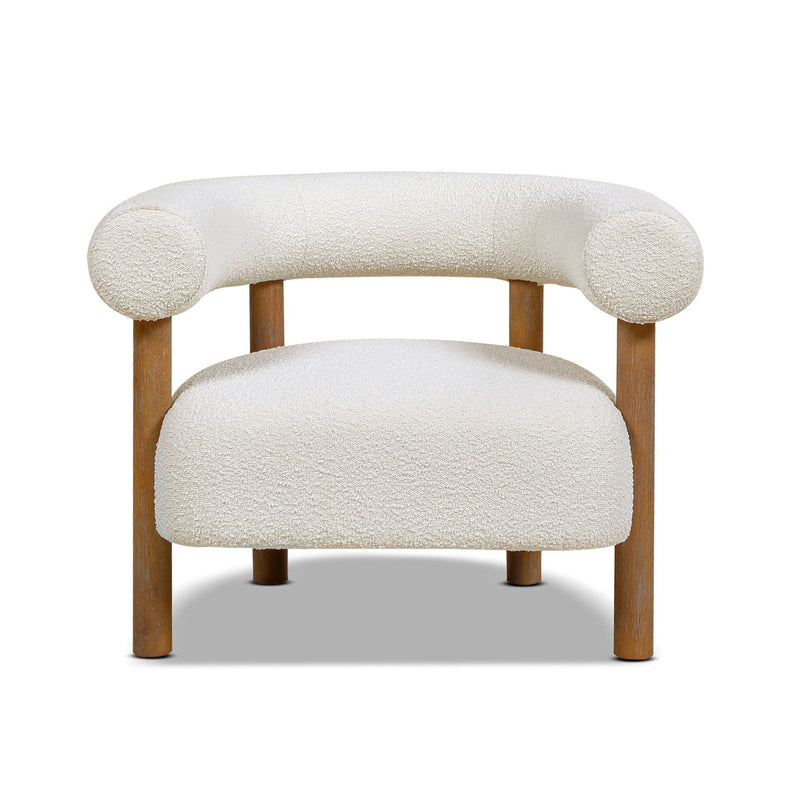 Fuji - Mid Century Modern Barrel Accent Arm Chair - Ivory White - R&R Furniture Gallery (Fountain Valley, CA)