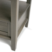 Handcrafted Warm Shaker coffee table by Simpli-Home featuring a natural wood finish and sturdy square design.