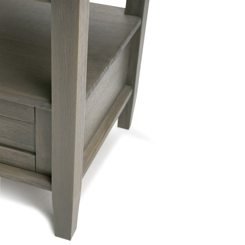 Handcrafted Warm Shaker coffee table by Simpli-Home featuring a natural wood finish and sturdy square design.