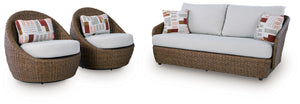 Double Point - Loveseat, Swivel Chairs Set (Set of 3) - Beige - R&R Furniture Gallery (Fountain Valley, CA)