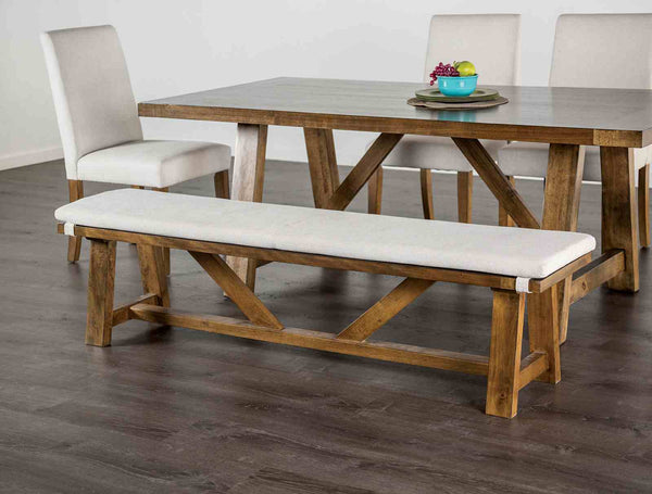 Losone - Bench w/ Cushion, Brown/White