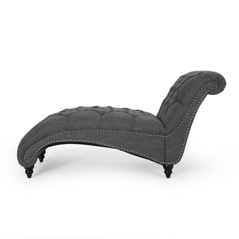 Chaise Lounge With Button Tufted Diamon Stitch