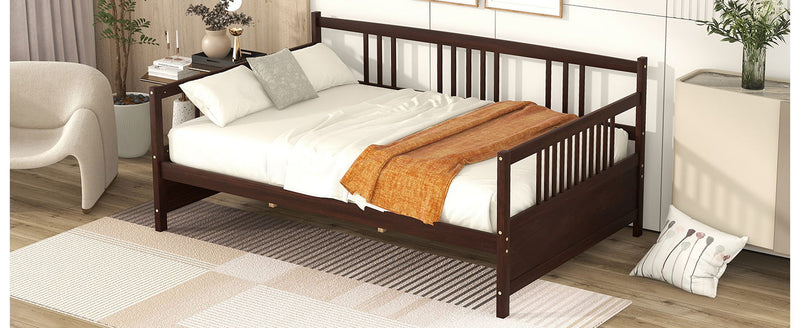 Modern DreamHaus multifunctional daybed with storage drawers, featuring a sleek design and soft fabric upholstery in a contemporary style.