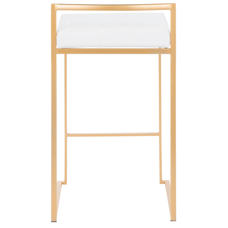 Lumi Source Fuji contemporary glam counter stool set with sleek design and modern upholstery, set of two.