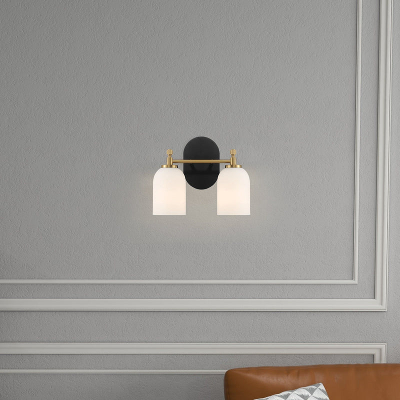 Vortex - 2 Lights Vanity In Style For Over Bathroom Mirror Wall Sconce - Black / Gold / White - R&R Furniture Gallery (Fountain Valley, CA)
