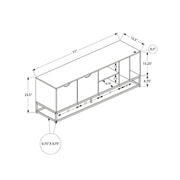 8th Street black TV stand with open and closed shelves, living room storage cabinet for media and electronics.
