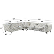 Atronia - Sectional Sofa With 4 Pillows - Beige Fabric - R&R Furniture Gallery (Fountain Valley, CA)