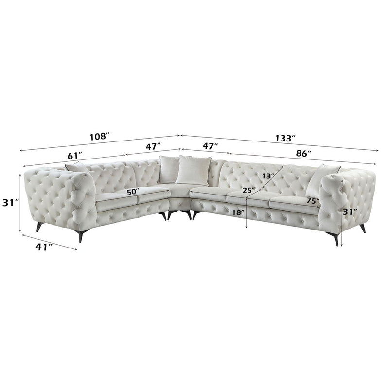 Atronia - Sectional Sofa With 4 Pillows - Beige Fabric - R&R Furniture Gallery (Fountain Valley, CA)