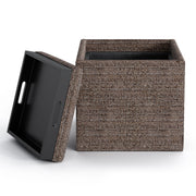 Rockwood - Upholstered Cube Storage Ottoman With Tray - R&R Furniture Gallery (Fountain Valley, CA)