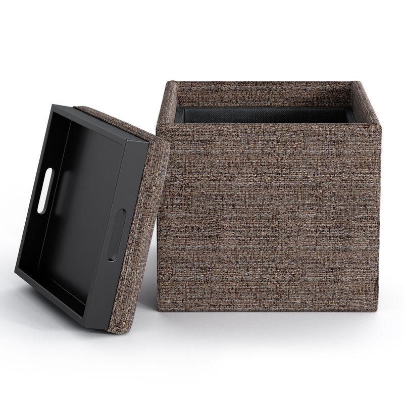 Rockwood - Upholstered Cube Storage Ottoman With Tray - R&R Furniture Gallery (Fountain Valley, CA)