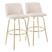 Lumi Source Toriano contemporary fixed height barstool set with swivel, round footrest, and sleek modern design.
