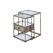 Enca - Nesting Table Set - Clear Glass & Antique Brass - R&R Furniture Gallery (Fountain Valley, CA)