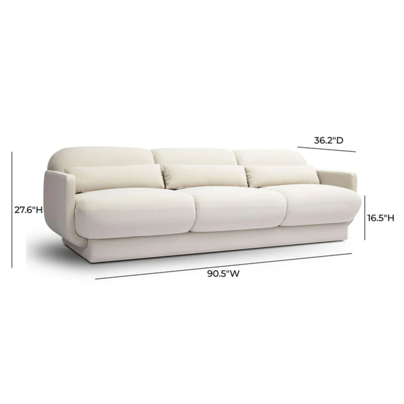 TOV Furniture Azalea velvet sofa with plush upholstery, stationary design, and sleek modern style in a cozy living room setting.