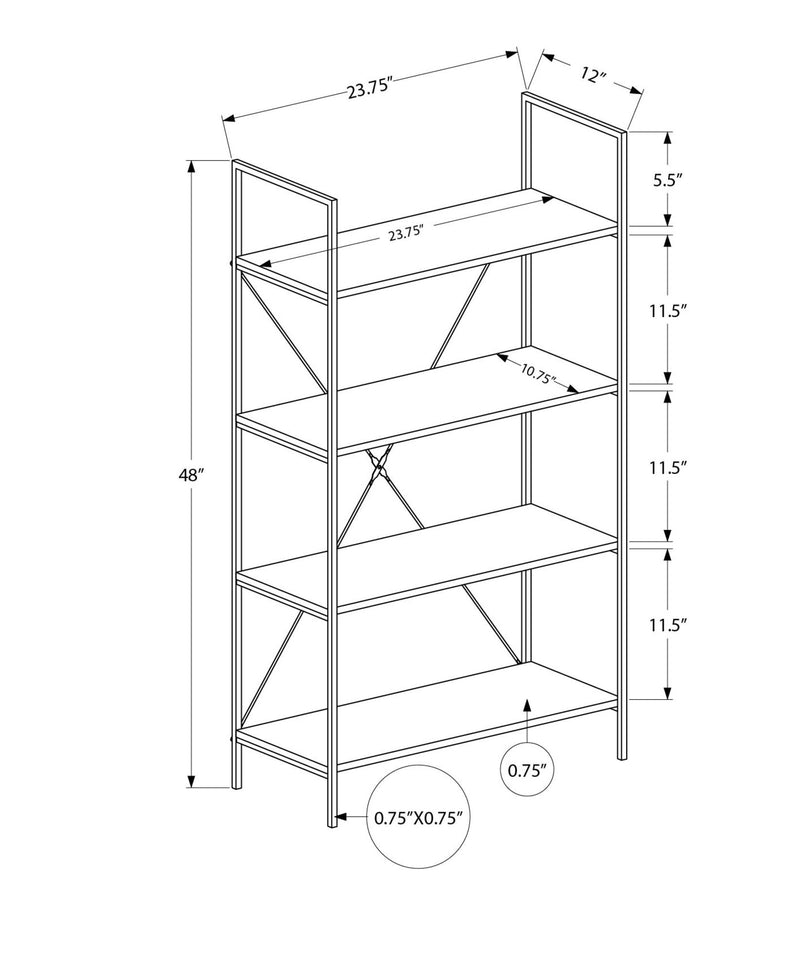 Bookshelf, Bookcase, 4 Tier, Office, Bedroom, Contemporary, Modern - R&R Furniture Gallery (Fountain Valley, CA)
