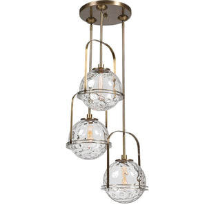 Uttermost Mimas 3-Light Gold Cluster Pendant Light fixture hanging with three pendant lamps in a modern gold finish.