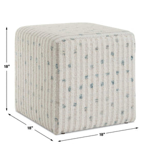 Joie - White Chenille Ottoman - White