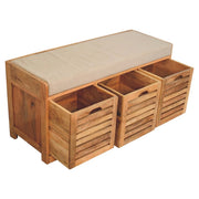 Shutter Shoe Bench, 3 Drawer - Oak - R&R Furniture Gallery (Fountain Valley, CA)