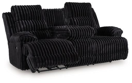 Rhine Falls - Reclining Power Sofa With Drop Down Table - Onyx - R&R Furniture Gallery (Fountain Valley, CA)