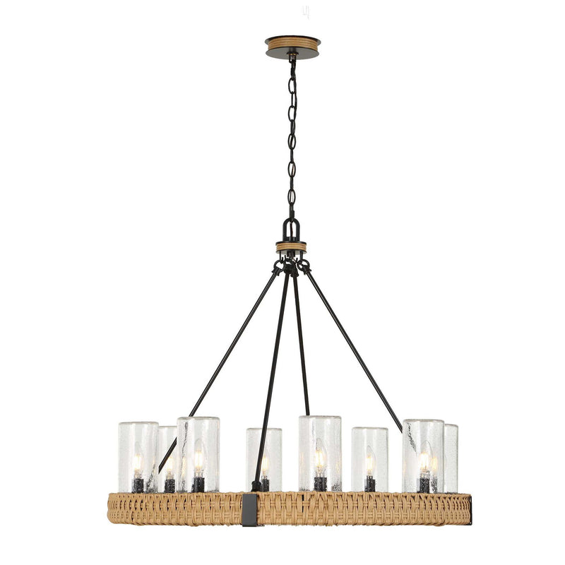 Palm Royal - 8 Light Indoor-Outdoor Chandelier - Black / Light Brown