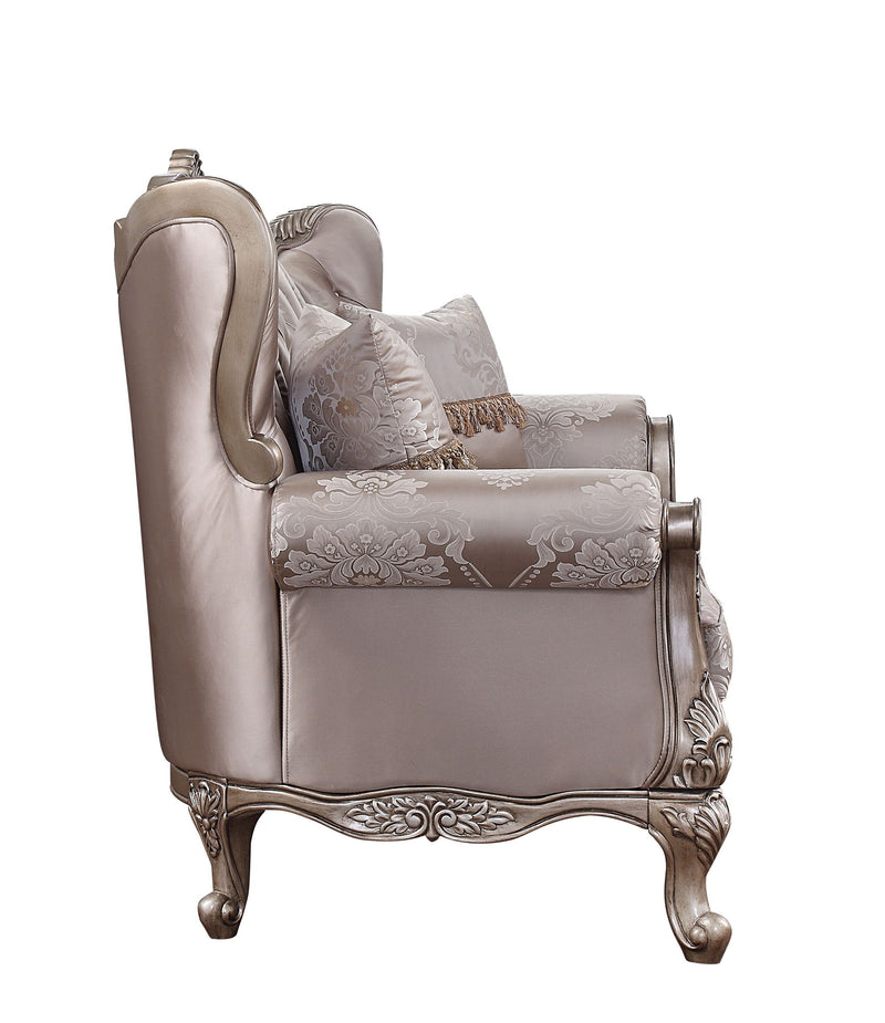 Jayceon - Loveseat With 2 Pillows - Fabric & Champagne - R&R Furniture Gallery (Fountain Valley, CA)