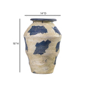 Visha - Terracotta Vase - Cream and Blue - R&R Furniture Gallery (Fountain Valley, CA)
