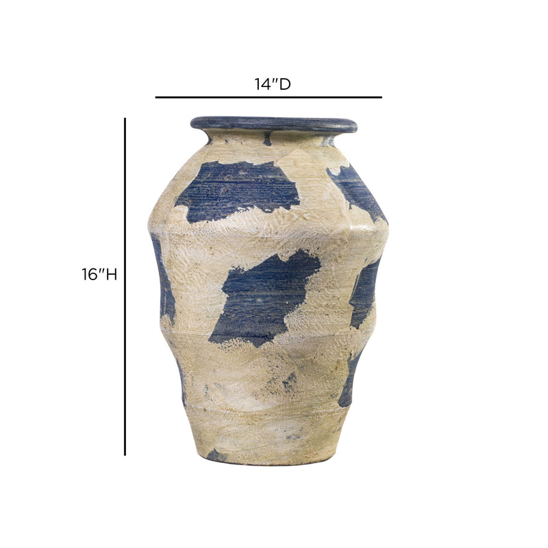 Visha - Terracotta Vase - Cream and Blue - R&R Furniture Gallery (Fountain Valley, CA)