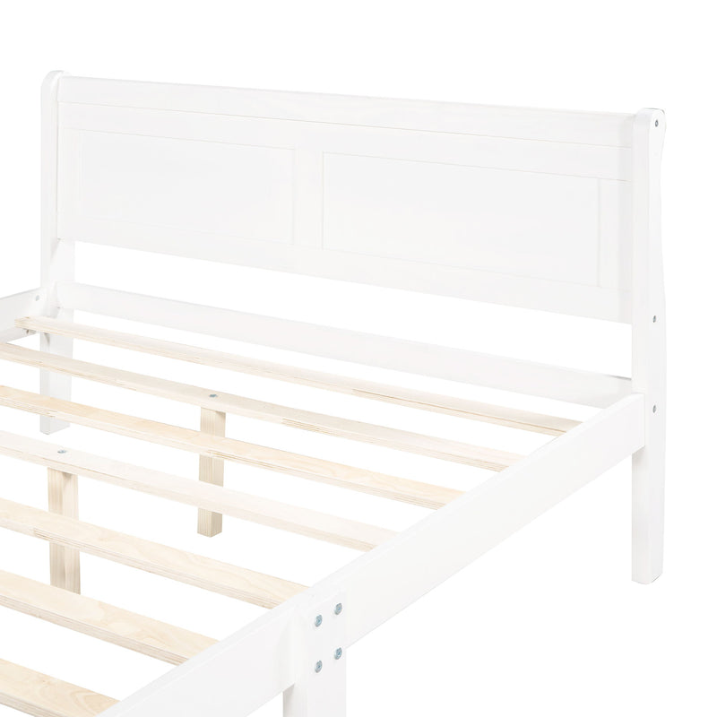 Platform Bed Frame Mattress Foundation Sleigh Bed With Headboard / Footboard / Wood Slat Suppor - R&R Furniture Gallery (Fountain Valley, CA)