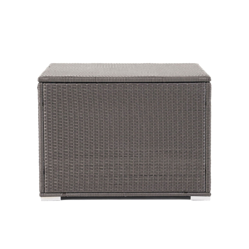 Noble House Santa Rosa storage table with a wooden finish, featuring a spacious top and storage compartments for organization.