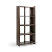 Classic Home Kyra Cocoa Brown bookshelf with multiple shelves, showcasing its sturdy wood construction and warm finish.