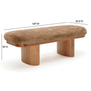Upholstered Ollie Straight Bench by TOV Furniture featuring a sleek design with cushioned seat and wooden legs.