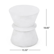 Outdoor Lightweight Concrete End Table With Hourglass Structure - Antique White - R&R Furniture Gallery (Fountain Valley, CA)