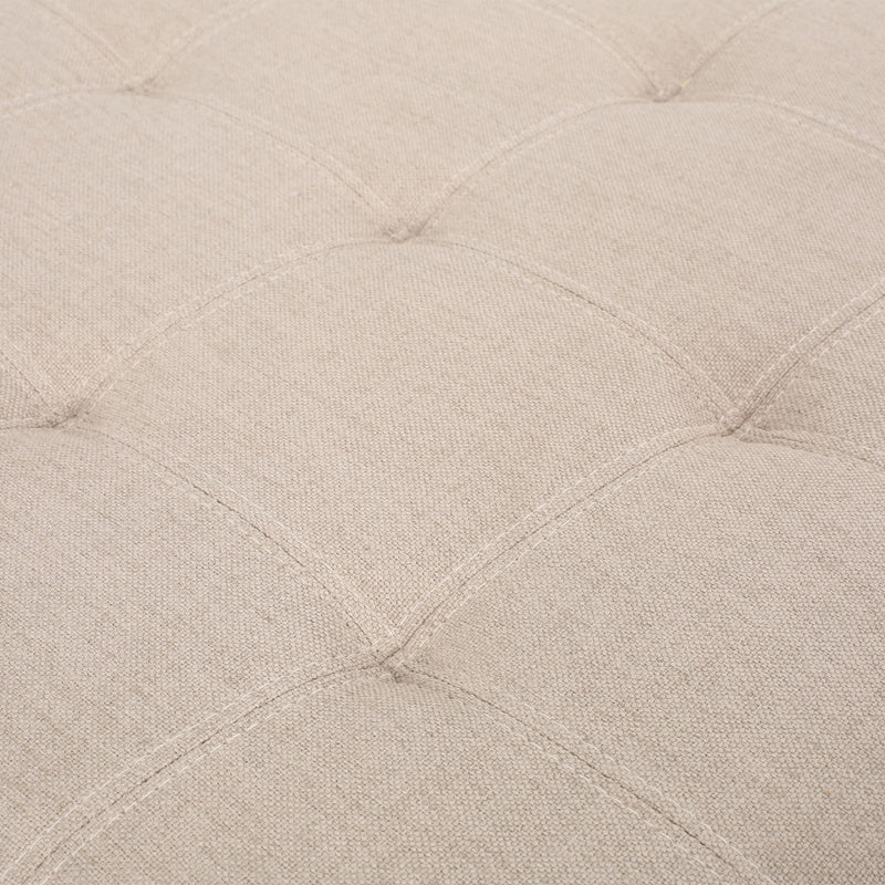 Noble House Isabella contemporary storage ottoman with cushioned top and wooden legs, ideal for living room decor.