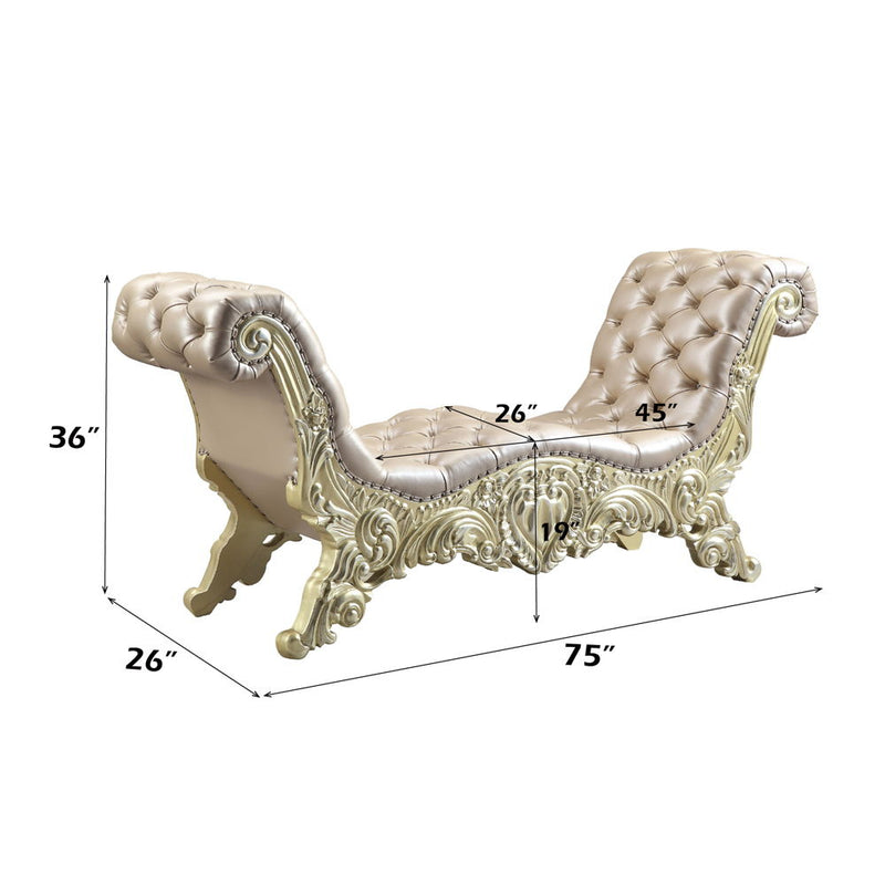 Vatican - Bench - Synthetic Leather, Light Gold & Champagne Silver - R&R Furniture Gallery (Fountain Valley, CA)