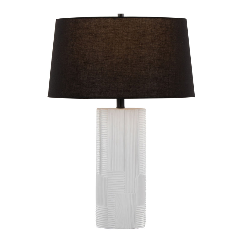 Pair of Lumi Source Petra contemporary table lamps in cream and black with sleek modern design for living room or bedroom decor.