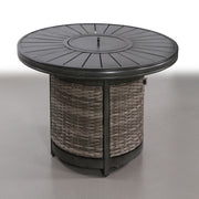 Gray propane outdoor fire pit table by LSI Patio Furniture with a modern rectangular design and built-in fire feature.