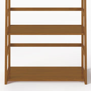 Simpli-Home Acadian handcrafted ladder shelf bookcase with multiple shelves for storage and display, made of wood with a rustic finish.