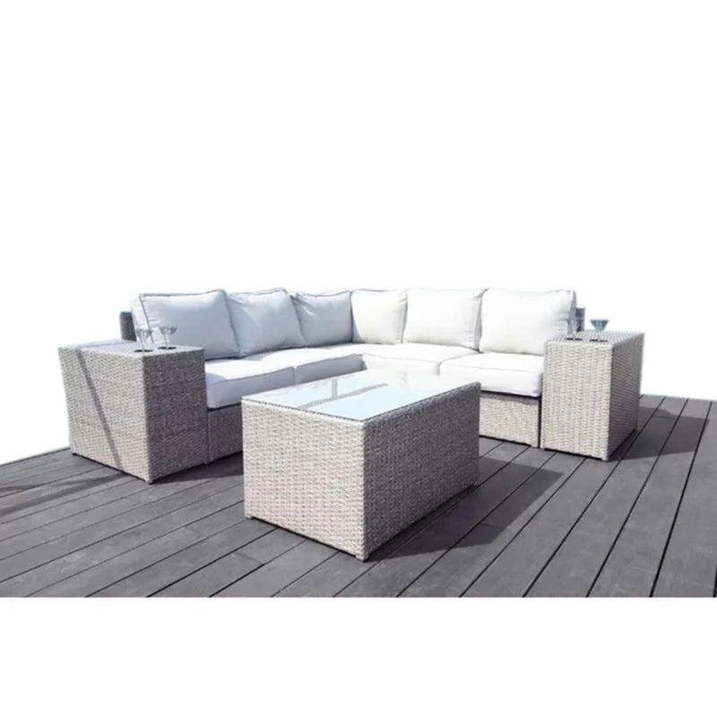 Outdoor Wicker Sectional With Weather Resistant Cushions And Table - R&R Furniture Gallery (Fountain Valley, CA)