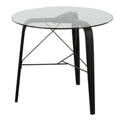 Lumi Source Trilogy contemporary round dinette table with sleek wooden top and metal base, ideal for modern dining spaces.