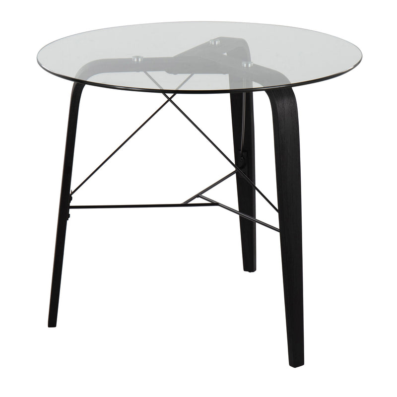 Lumi Source Trilogy contemporary round dinette table with sleek wooden top and metal base, ideal for modern dining spaces.