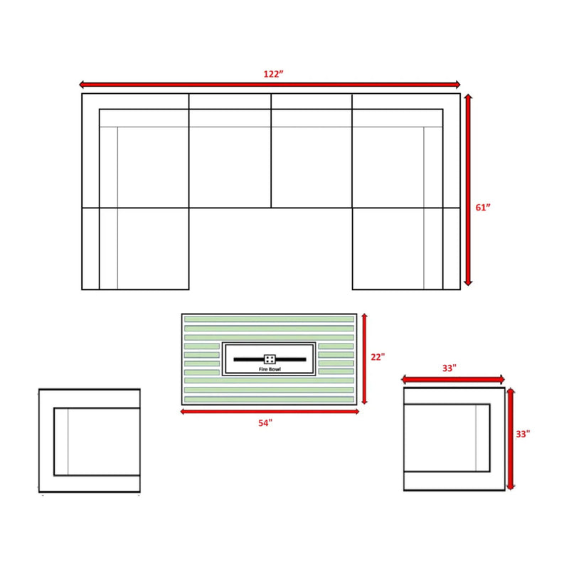 9 Piece Outdoor Sectional Set With Fire Pit Table And Cushions - Beige - R&R Furniture Gallery (Fountain Valley, CA)