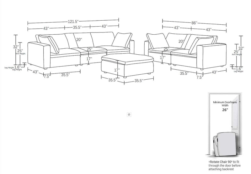1100 - 3 Piece Sofa Set