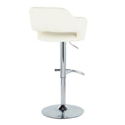 Lumi Source Margarite contemporary adjustable barstools with swivel, rounded T footrest, set of 2, featuring modern design and cushioned seats.
