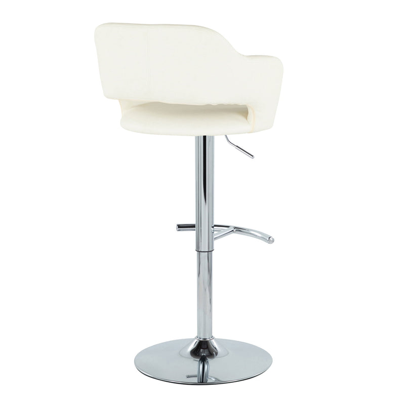 Lumi Source Margarite contemporary adjustable barstools with swivel, rounded T footrest, set of 2, featuring modern design and cushioned seats.