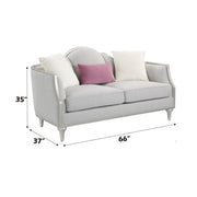 Kasa - Loveseat With 3 Pillows - Beige Linen & Champagne - R&R Furniture Gallery (Fountain Valley, CA)