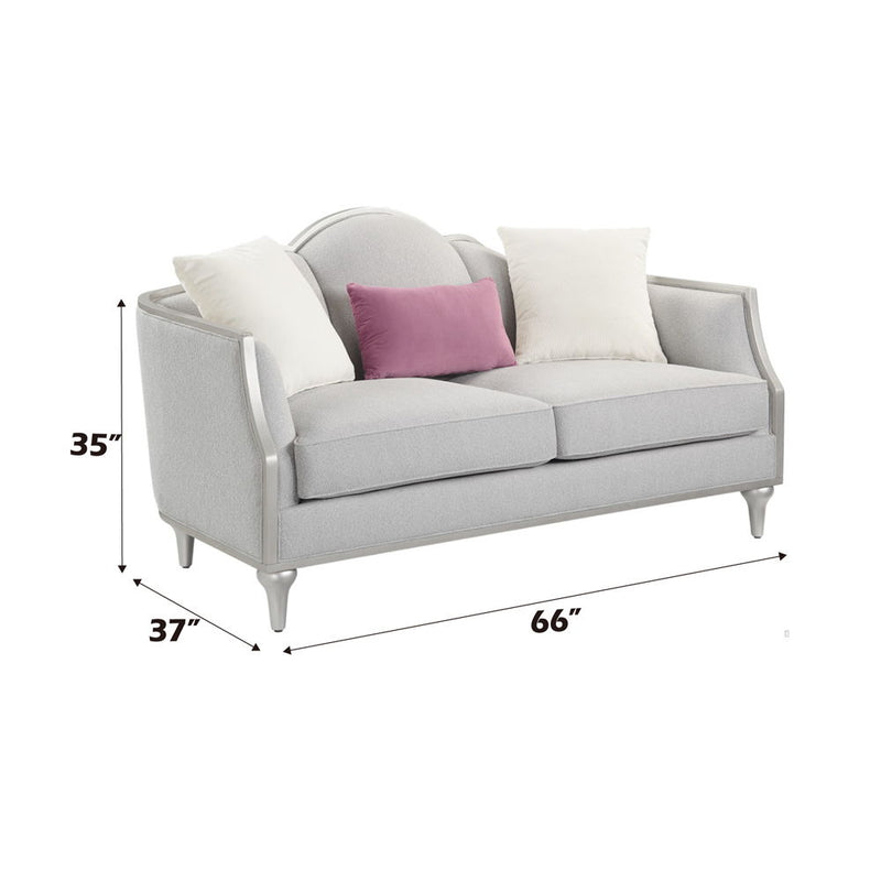 Kasa - Loveseat With 3 Pillows - Beige Linen & Champagne - R&R Furniture Gallery (Fountain Valley, CA)