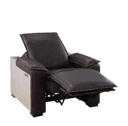 Misezon - Power Motion Recliner - Dark Top Grain Brown Leather & Aluminum - R&R Furniture Gallery (Fountain Valley, CA)
